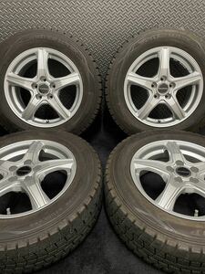 195/65R15 DUNLOP/WINTER MAXX WM01 17年製 BALMINUM 15インチ 6J＋45 100 5H スタッドレス 4本 ダンロップ プリウス ウィッシュ (2-B713)