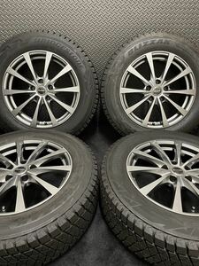 225/65R17 BRIDGESTONE/DM-V2 18年製 Exceeder 17インチ 7J＋38 114.3 5H スタッドレス 4本 ブリヂストン ハリアー RAV4 (5-B807)