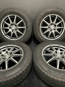 215/65R16 GOODYEAR/ICENAVI 6 17年製 LOXARNY 16インチ 6.5J＋38 114.3 5H スタッドレス 4本 グッドイヤー アルファード (7-B825)