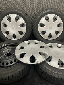 185/60R15 YOKOHAMA/ice GUARD iG60 21年製 ホンダ 純正 スチール 15インチ 5.5J＋50 100 4H スタッドレス 4本 ヨコハマ フィット (5-B858)