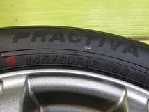 ★PRACTIVA FEID★145/80R13 13x4.00B +42 4穴 100★ 中古タイヤ ホイールセット 4本 ノーマル【送料無料】AOM-K1208★青森_画像8