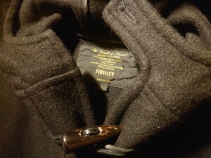  rare USA made FIDELITY duffle coat [L size middle height ] all black horn toggle chin -stroke melt nVintagefitiliti solid 