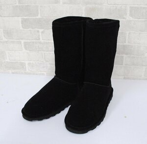 BEARPAW ベアパウ●ブーツ ムートンブーツ スエード ロング レディース ボア 防水 撥水 防寒 雪/25.0/ブラック/訳有/1円スタート/XB