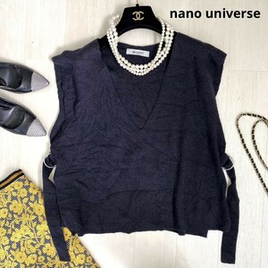 nano universe ナノユニバース　ベスト　ニット　ブラック