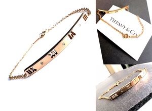  ultimate beautiful goods TIFFANY Tiffany K18 RG Atlas earrings do diamond bracele rose Gold 3P large crack spin k