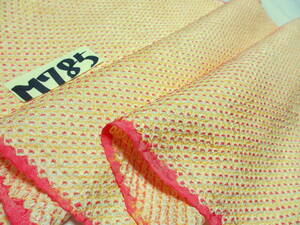 ★M785★正絹 黄色ピンク 絞り はぎれ 35cmｘ78cm ハンドメイドの材料に 手芸 小物作り 布 生地 解きハギレ リメイク