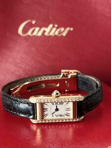 お値下げ　コンプリートサービス済　純正ダイヤ　タンクアロンジェ カルティエ　Dバックル 18KYG Cartier