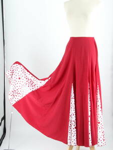 [ free shipping ][ beautiful goods flamenco costume ] Cherry red × polka dot HERMOSA IBERIAfaruda on a grand scale spread hem ibe rear skirt Flamenco