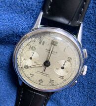 稼働 クロノ針0帰着 クロノグラフ 手巻 腕時計 アンティーク オレオール 17jewels AUREOLE chronograph antimagnetic men's manual winding_画像7