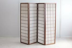 A0118 * Tokyo outskirts only delivery possible partition partitioning screen .. shoji Japanese style divider old ..4 ream folding both sides opening old tool Vintage used furniture Tokyo departure 