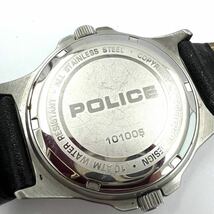 【K】POLICE ポリス　腕時計　10100S　GMT 10ATM WATER RESISTANT　ブラック文字盤　3針　不動　メンズ　レザーベルト【2483】_画像2