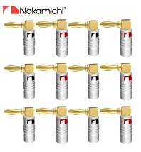 ナカミチ Nakamichi バナナプラグ L型 24K金メッキ アルミメタルシェル スピーカー ケーブル コネクター 12本 E119_画像1