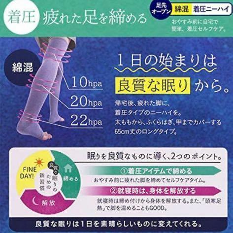 [アツギ] かいみんぐ 快眠ing 着圧 ニーハイソックス 65cm丈 靴下 オープントゥ　　新品未使用 2個セット