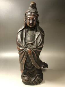時代物　備前焼 観音菩薩像　縁起物　置物飾り物仏教美術細密細工立像仏像 