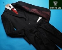 新品14.3万円 大手百貨店扱い 日本製 秋冬『DORMEUIL ドーメル ROYAL 英国製生地』ウール100% 艶感 スリーピース スーツAB7黒(BK) 3162-3p_画像1