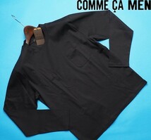 新品訳定価1.2万円 COMME CA MEN コムサメン ドレスネック ロングスリーブTシャツM黒(05) 40TA04_画像1