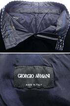 秋冬物193,000円新品GIORGIO ARMANI★これぞジョルジオ。究極に美しい極細ベルベット濃紺コレクション2プリーツパンツ【50＝34インチ】_画像8