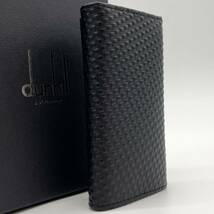 【未使用】dunhill ダンヒル 6連+1キーケース マイクロ ディーエイト D8 黒 ブラック 総柄 エンボス レザー メンズ_画像2