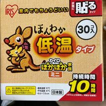 貼るカイロ アイリスオーヤマ 衣類に貼るタイプ ほんわか低温タイプ ほかほか家族ミニ 持続時間10時間 30個入り_画像1