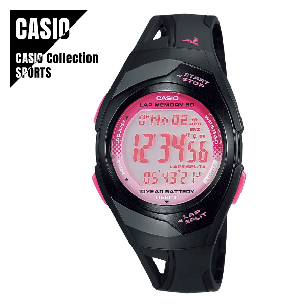 国内正規品 CASIO カシオ PHYS フィズ STR-300J-1BJH ランニングウォッチ ピンク×ブラック レディース 腕時計 ★新品