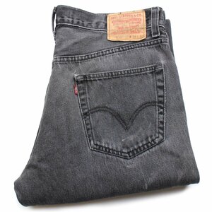 ★Levi'sリーバイス 505 ブラック デニムパンツ フェード w36 L32★SDP2289 ジーンズ ストレート ペンキ飛び ダメージ ボロ