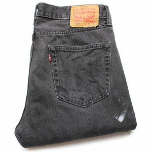 ★Levi'sリーバイス 505 ブラック デニムパンツ ペンキ飛び w34 L32★SDP2308 ジーンズ ストレート フェード