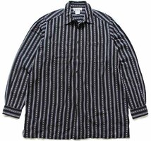 SALE★Liberty Blues 織り柄 ストライプ コットンシャツ 黒★特大 インド綿 ブラック エスニック ボヘミアン フォークロア オーバーサイズ_画像1