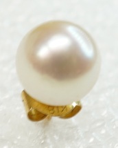 真珠ピアス　片方1ヶ　大網てんとう虫　F16-059-4_画像1