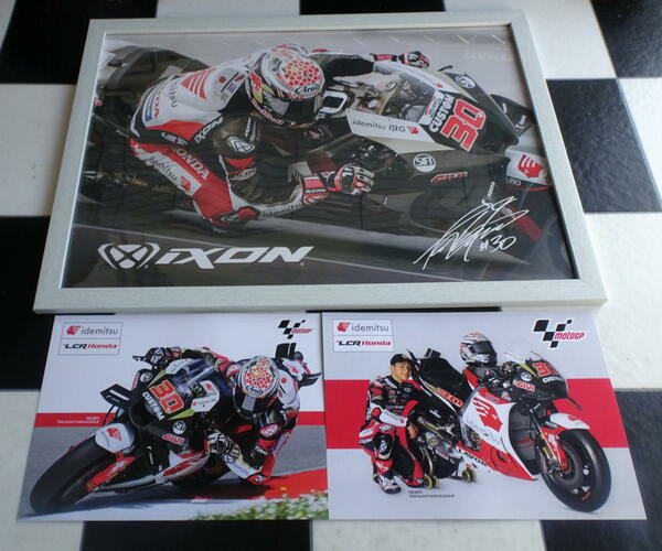 【MotoGP】LCR Honda IDEMITSU ＃30 中上貴晶 A3サイズ額入りポスター+A5サイズポストカード×2種類(非売品) 合計3点セット 出光 RC213V