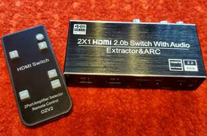 HDMI2.0b セレクタ― 2入力1出力切替 ARC設定 4K対応 音声分離出力対応 SPDIF リモコン付属