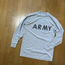 Mサイズ相当！ARMY 古着長袖リフレクターTシャツ ハイネック グレー ミリタリー 軍モノ 放出品 長袖Tシャツ_画像3