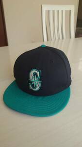 ニューエラ NEW ERA 59FIFTY MLB シアトルマリナーズ オルタネイト ベースボールキャップ 帽子 ネイビー グリーン系 7 1/4 57.7cm メンズ