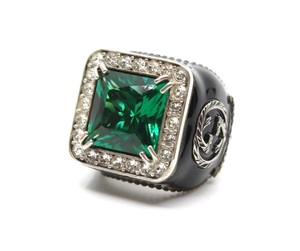  Gucci ring ring sig net ring crystal green green GG motif Ag925 square 