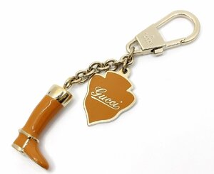  Gucci key holder boots shoes Gold metal fittings leather orange series key ring charm Logo 