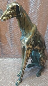 犬 オブジェ グレイハウンド 真鍮製 アンティーク 送料込