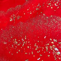 【wellriver】人気！赤色 長襦袢 銀紗 金箔 しつけ糸付き 着物 和装 和服 #C211！_画像7