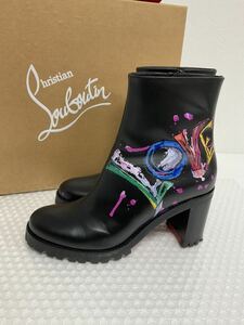 SKT193-100◆ Christian Louboutan クリスチャン ルブタン LOVE ラブ ペイント ブラック ブーツ サイズ表記36 1/2・ 23.5cm