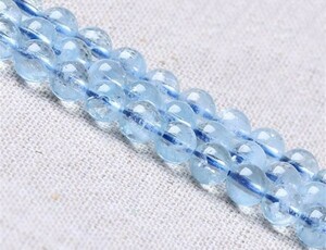 [EasternStar] international shipping 7A. kind aquamarine Indigo pillar stone Indigo sphere Aquamarine sphere diameter 5mm handmade 1 ream sale length approximately 40cm