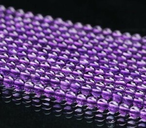 [EasternStar] 海外発送 7A 紫水晶 ディープ パープル アメジスト Amethyst 玉サイズ6mm 1連売り 長さ約40cm