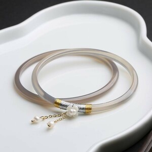 [EasternStar] natural sphere ... bangle superfine reti-z arm wheel 14K gilding ash tea color 4 sheets. White Butterfly .. gold silver two -ply pair 