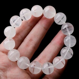 [EasternStar] international shipping white Phantom quartz thousand layer .. crystal special selection bracele sphere size 12mm arm around approximately 17cm