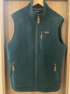 パタゴニア Patagonia ベスト レトロ フリース ジャケット 刺繍ロゴ L 入手困難 グリーン　緑