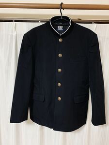 高級 学生服 170A 男子 トンボ 上着 ウール混 標準型学生服 ラウンドカラー 超ブラック カシドス 黒 箱付き