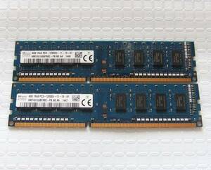 PC用メモリ SKhynix 4GB 1Rx8 PC3-12800U-11-13-A1 HMT451U6BFR8C-PB 4GBX2 計：8GB 中古 114