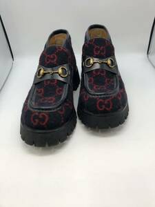 川 1120 GUCCI グッチ　ブーツ　ローファー　シューズ スニーカー GG柄　赤　サイズ9