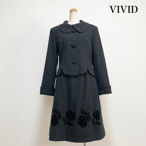 VIVID Boutique 森英恵 ハナエモリ ツイードスーツ グレー サイズ11 セレモニー 入学式 入園式 卒業式 卒園式