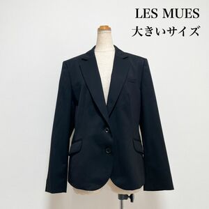 LES MUES ジャケット 黒 17号 4L 大きいサイズ お仕事 セレモニー フォーマル 式典 入学式 入園式 卒業式 卒園式