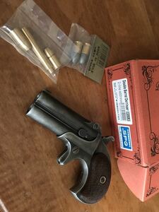 CAW MULE double barrel derringer デリンジャー HW樹脂製　発火式　モデルガン　SPGマーク有り　木製グリップ仕様　古美塗装