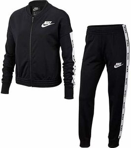 【KCM】Z-nike-34-2s-130★展示品★【NIKE/ナイキ】ジュニア　ジャージ 上下セット　起毛　BV2769-010　ブラック　サイズ130(XS)　女児