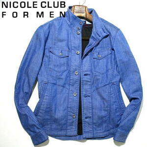 美品▼ ニコル　スタンドカラー　デニムジャケット　衿ワイヤー　46　Mサイズ　NICOLE CLUB FOR MEN　メンズ